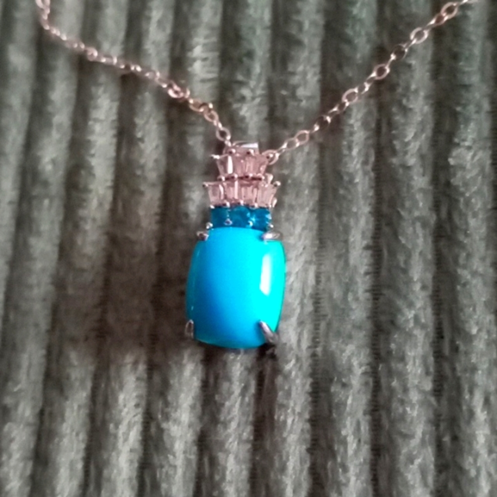 SLEEPING BEAUTY TURQUOISE AND MULTI GEM PENDANT